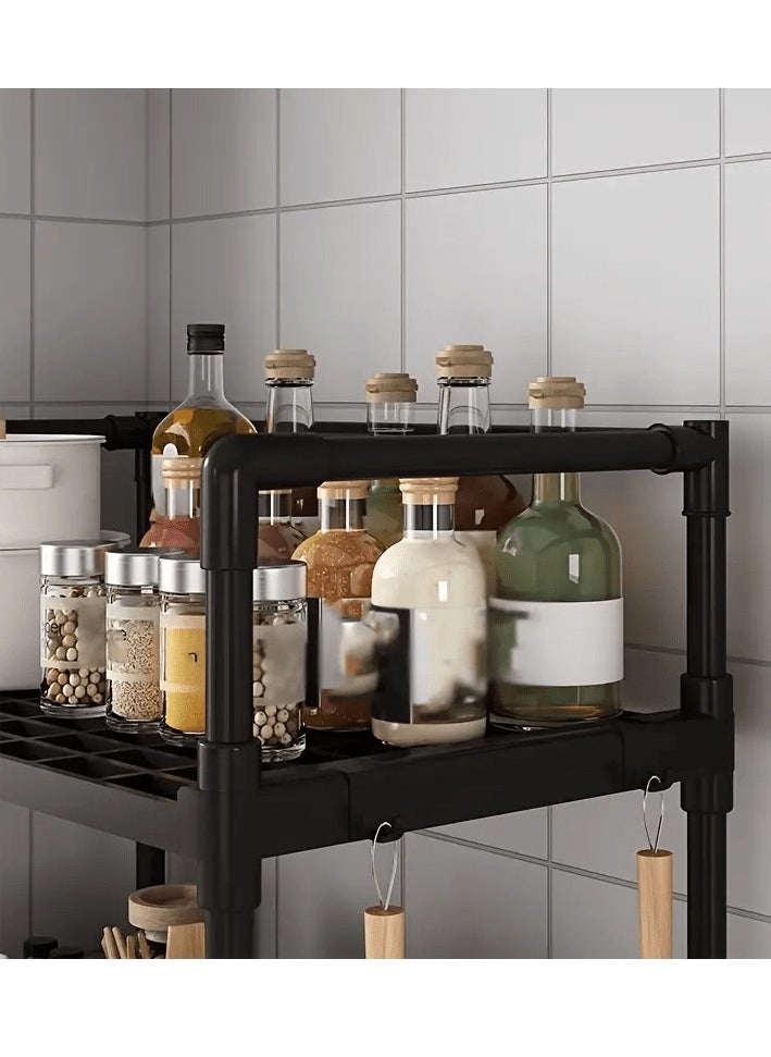 BestStore 4-Tier Storage Shelf Organizer for Kitchen Bathroom Shelves Garage Home Pantry Closet Office.Multi Rack Stand Units with Hooks and Handle for Jar and Bottles  - Image 5