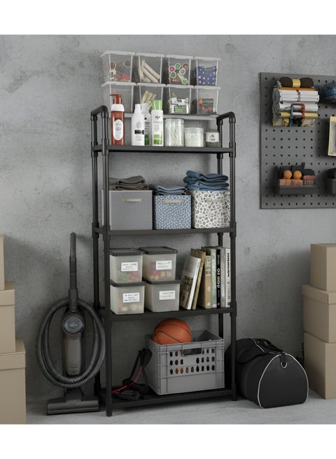4-Tier Storage Shelf Organizer for Kitchen Bathroom Shelves Garage Home Pantry Closet Office.Multi Rack Stand Units with Hooks and Handle for Jar and Bottles