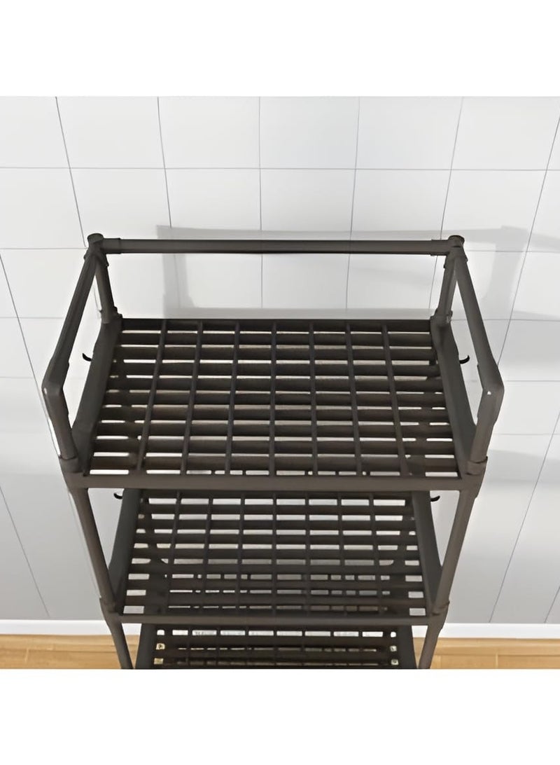 بست ستور منظم رف تخزين من 4 طبقات لأرفف المطبخ و الحمام و الجراج و المنزل و خزانة الملابس و المكتب وحدة متعددة الارفف مع 4 خطافات جانبية لتعليق - Image 5