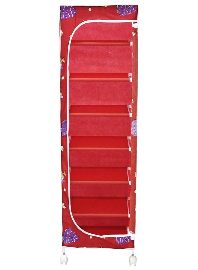 Homeeva | 7 Shelves Baby Foldable Wardrobe | Aquatic Red (Made in India) - Fabric - Image 3
