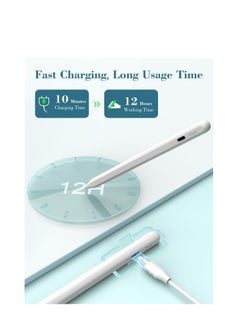 Generic Stylus Pen for iPad 10th Generation Fast Charging 10 Minutes with Palm Rejection, Compatible with iPad Air 3/4/5, iPad Mini 5/6, iPad 6/7/8/9/10, iPad Pro 11" & 12.9", White  - Image 3