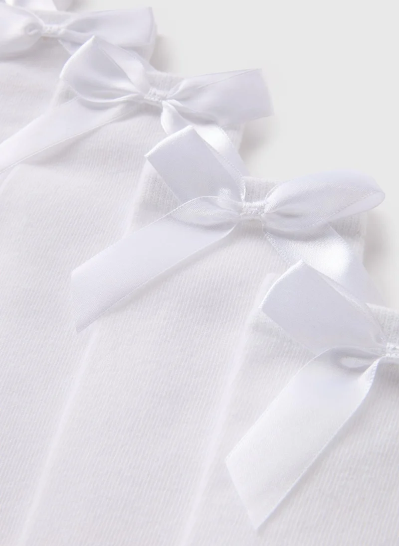 Matalan 5 Pack of White Bow Knee High Socks