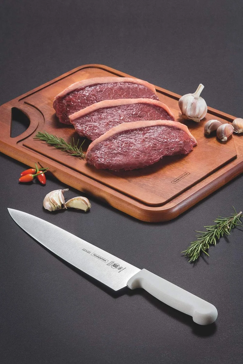 ترامونتينا Professional 8-Inch Stainless Steel Meat Knife with White Polypropylene Handle