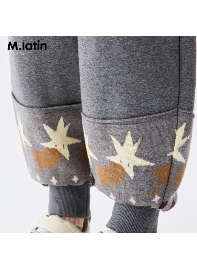 M.latin Kids Pants 25 Winter New Girls Toddler Dense Jacquard Soft Fleece Jogger Sweatpants - Image 2