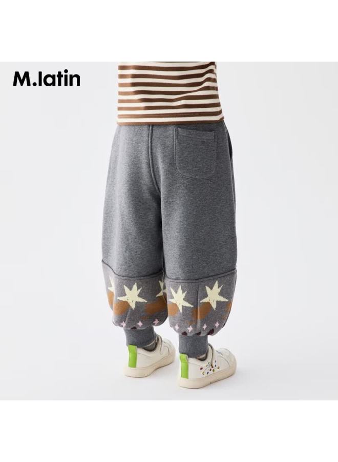 M.latin Kids Pants 25 Winter New Girls Toddler Dense Jacquard Soft Fleece Jogger Sweatpants - Image 1