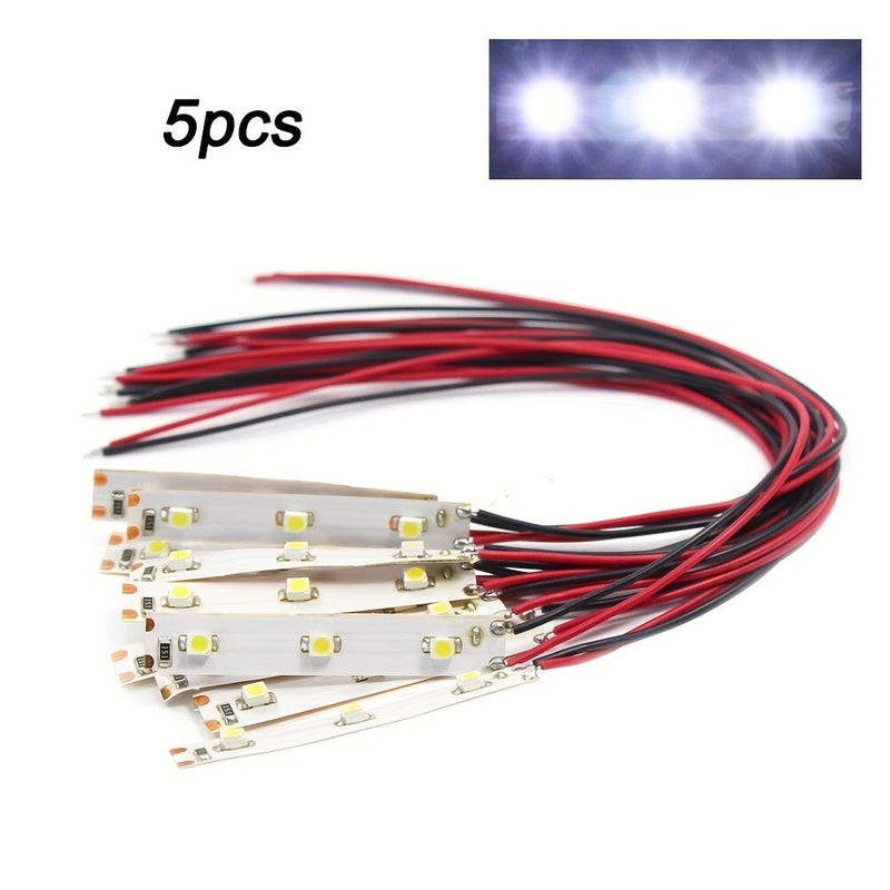5 قطع مصابيح SMD سلكية شريط LED ميكرو ليتز ملحوم مسبقًا أبيض دافئ مرن ذاتي اللصق 12 فولت 18 فولت إضاءة ألعاب نموذج السكك الحديدية - Image 1