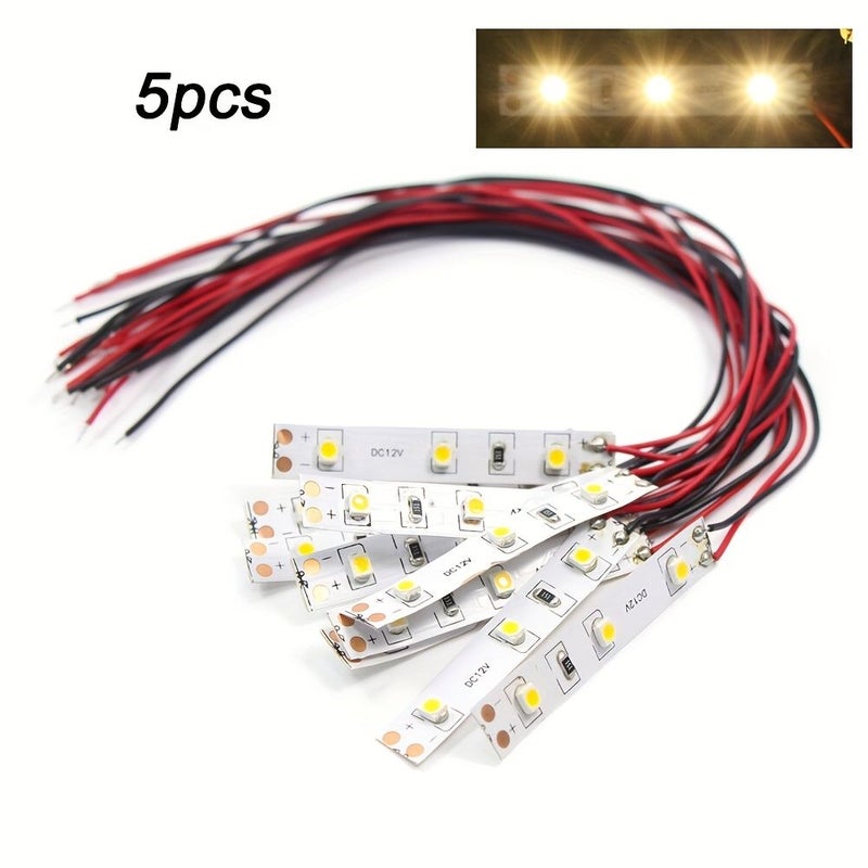 5 قطع مصابيح SMD سلكية شريط LED ميكرو ليتز ملحوم مسبقًا أبيض دافئ مرن ذاتي اللصق 12 فولت 18 فولت إضاءة ألعاب نموذج السكك الحديدية - Image 3