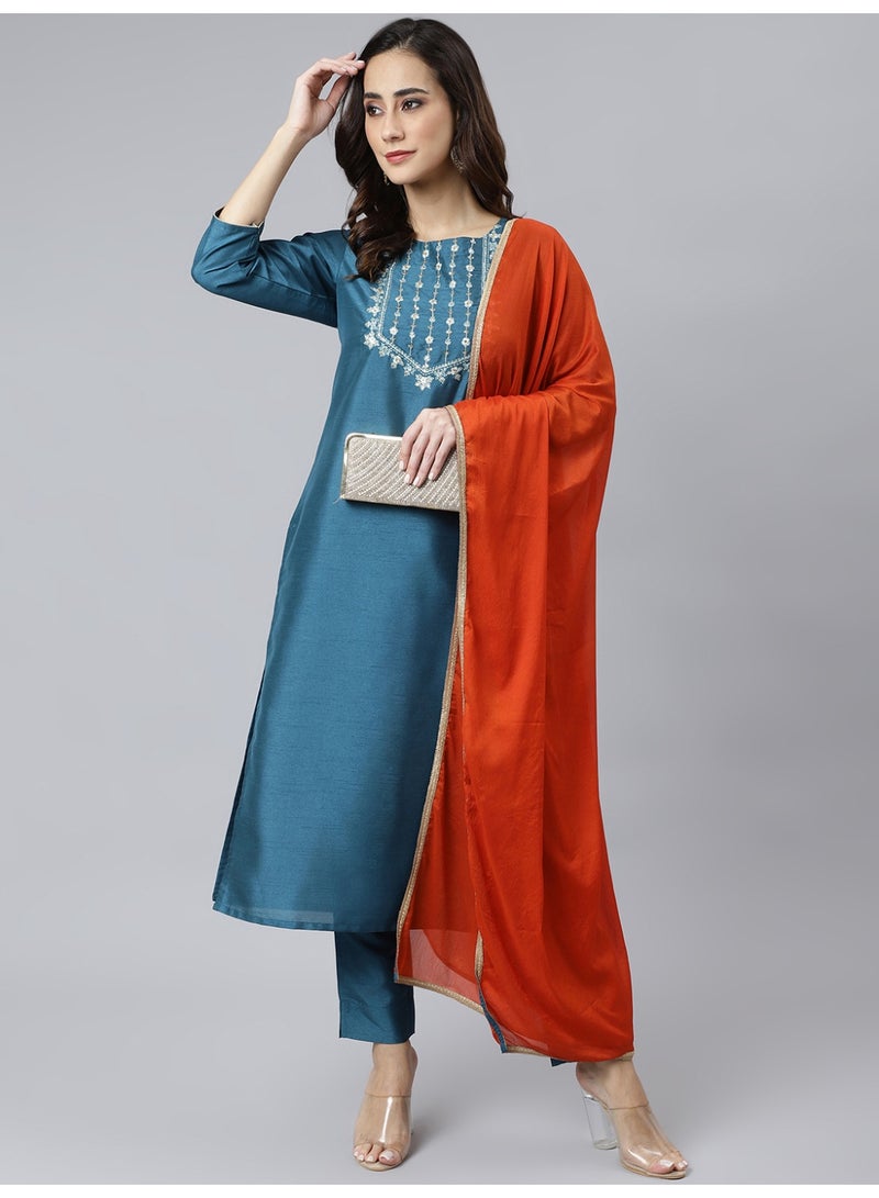 Miss Noor Indian Women Ethnic Kia Kurta And Pant Set With Dupatta  - Image 1