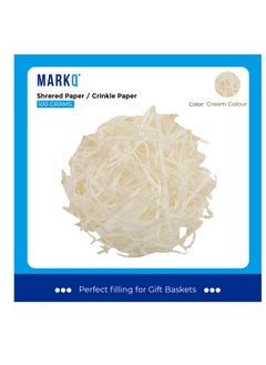MARKQ Crinkle Cut Shredded Paper Filler for Gift Wrapping Hamper/Basket Filling, Packing Supplies (Cream)  - Image 2