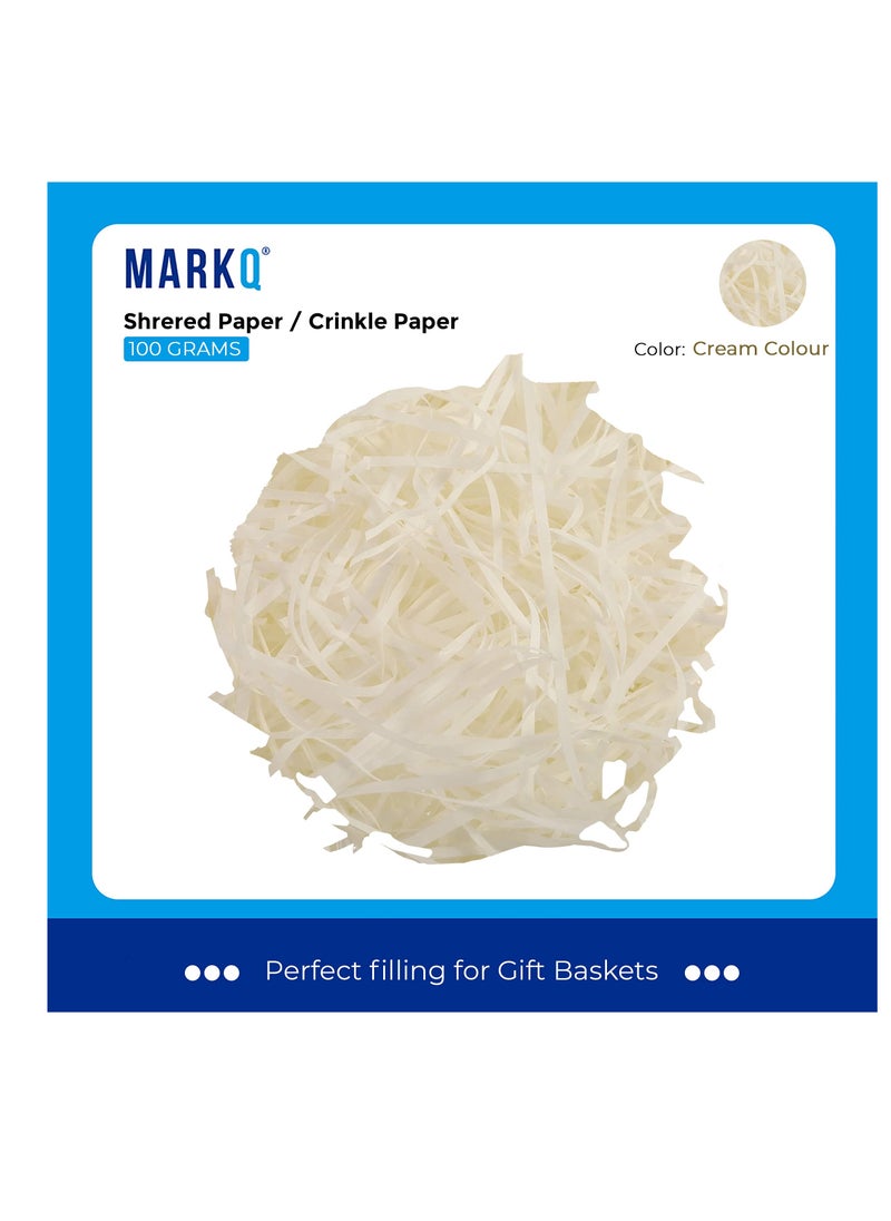 MARKQ Crinkle Cut Shredded Paper Filler for Gift Wrapping Hamper/Basket Filling, Packing Supplies (Cream)  - Image 2