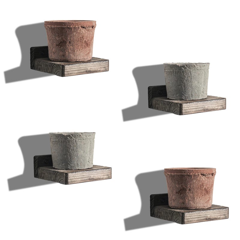 Freezing point Small Floating Shelf for Wall Set of 4 Natural Wood 4Inch Mini Wall Shelves Decor Plant Display Collectibles Mounted Kitchen Bathroom Bedroom Corner Decorative Storage Tiny Stand Brown - Image 1