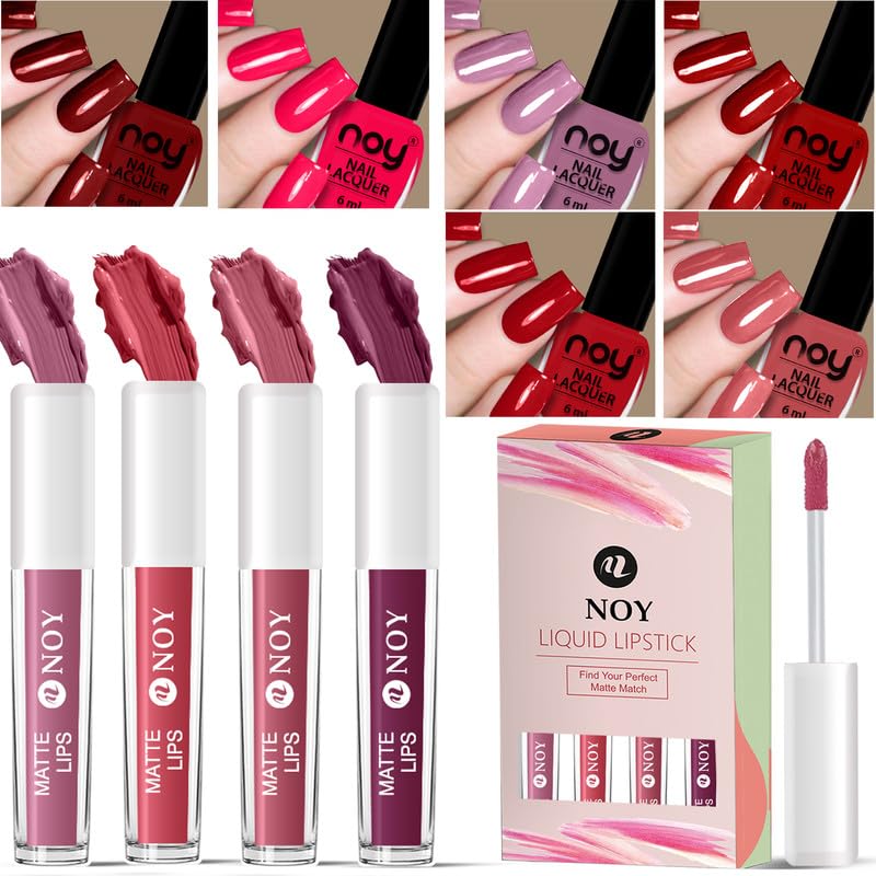 Noy Nail Paint And Liquid Lipstick For Special Occasions Complete Glam Nail Paint Liquid Lipstick Duo For Stunning Results Sweetheart Duo Lipstick Nail Polish Gift Set - Image 1