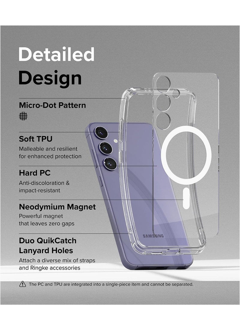 Raxoom - Fusion Magnetic [Compatible with MagSafe] Designed for Samsung Galaxy S24 Plus Case, Transparent Shockproof TPU Bumper Sturdy Protective Phone Cover for Magnetic Accessories - Clear - Image 1