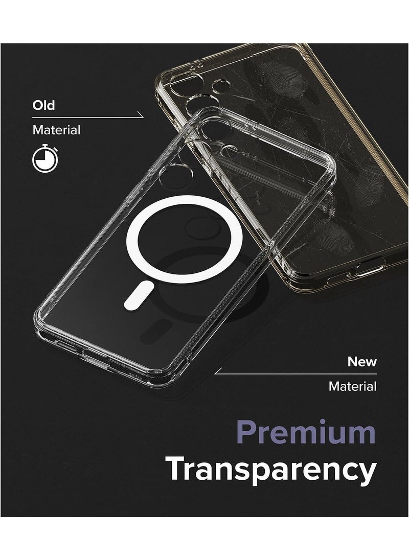 Raxoom - Fusion Magnetic [Compatible with MagSafe] Designed for Samsung Galaxy S24 Plus Case, Transparent Shockproof TPU Bumper Sturdy Protective Phone Cover for Magnetic Accessories - Clear - Image 1