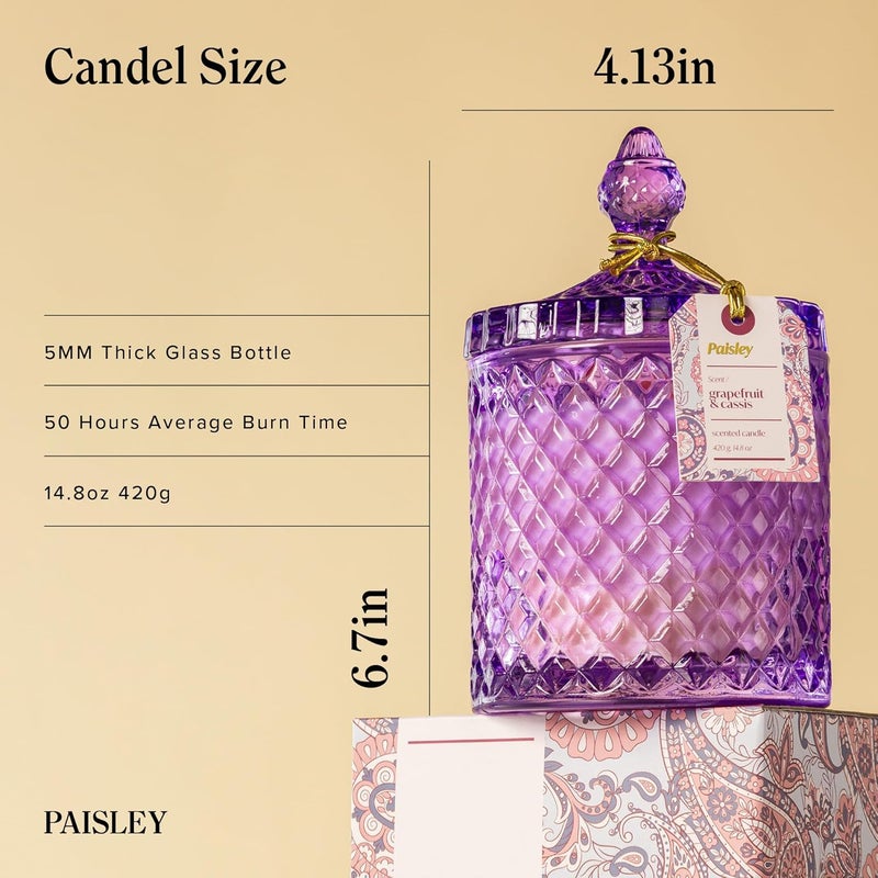 Hidden Label شموع برائحة الجريب فروت والكاسيس، مصنوعة من شمع الصويا الطبيعي، بفتيل خشبي كبير، تدوم لمدة 80 ساعة، وتحترق بشكل نظيف وغير سامة، هدية فاخرة للنساء والرجال. - Image 2