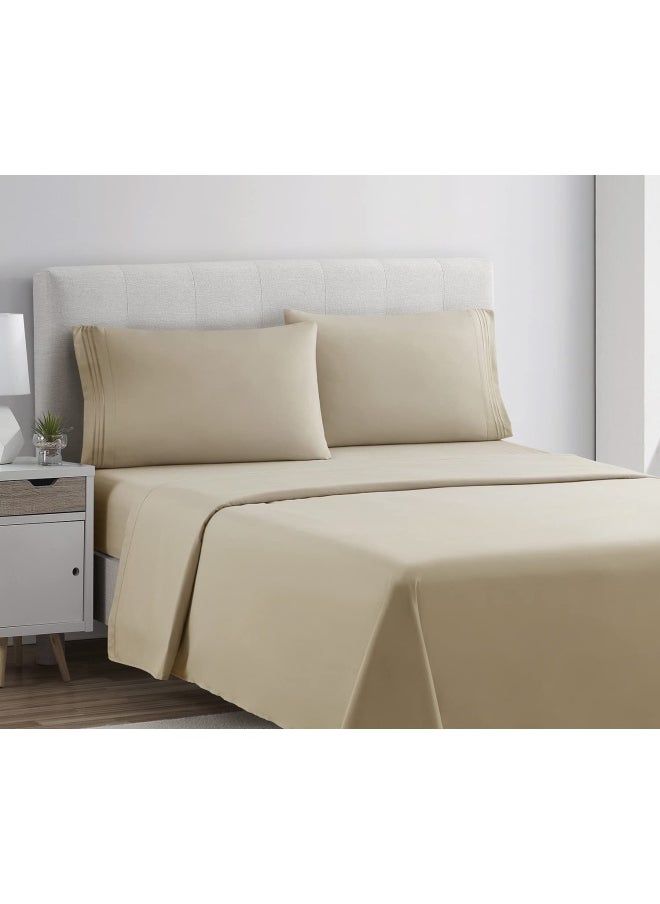 California King Sheets Set  Deep Pocket Bed Sheets For Cal King Size Bed - 4 Piece Bed Sheet Set  Extra Soft Bedding Sheets And Pillowcases  Beige Cream Sheets Cal King