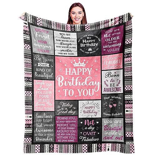 Ivivis Birthday Gifts for Women Girls Throw Blanket 60"X50", Happy Birthday Decorations for Women, Gifts for Women Birthday Unique, Womens Birthday Gift Ideas for Her Friend Mom Sister Grandma Wife - Image 1