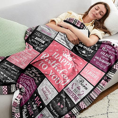 Ivivis Birthday Gifts for Women Girls Throw Blanket 60"X50", Happy Birthday Decorations for Women, Gifts for Women Birthday Unique, Womens Birthday Gift Ideas for Her Friend Mom Sister Grandma Wife - Image 2