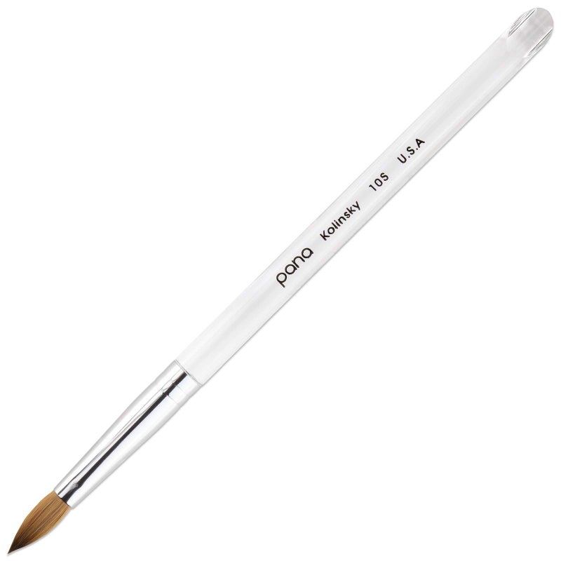 Pana PANA 100 Pure Kolinsky Hair Bristles Acrylic Nail Brush Oval Crimped Shaped Mahogany Wood Handle Size 10 Mahogany
