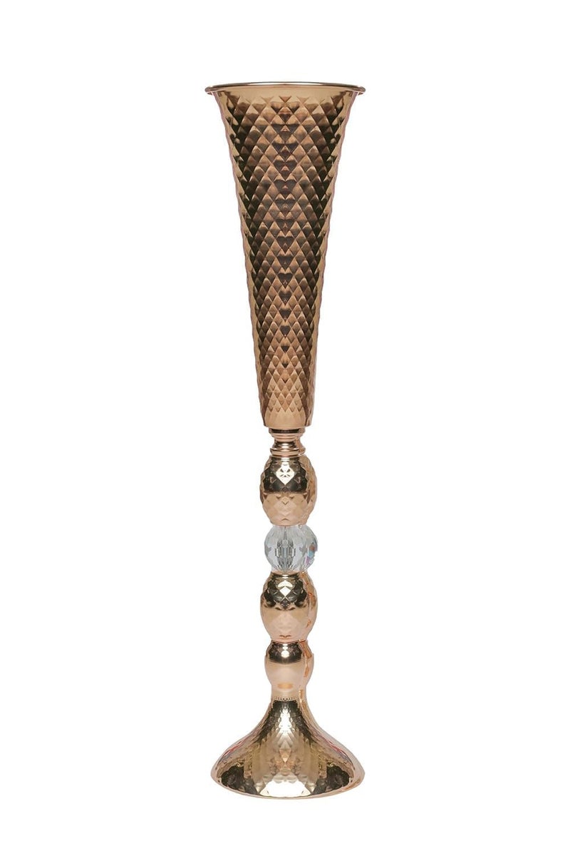 DOYKLI Tabletop Metal Wedding Flower Trumpet Vase Wedding Centerpiece Flower Vase 165 Inches Luxury Golden Metal Flower Holder Vase for Dining Table Decoration Wedding Party Home Decor_1 Pcs