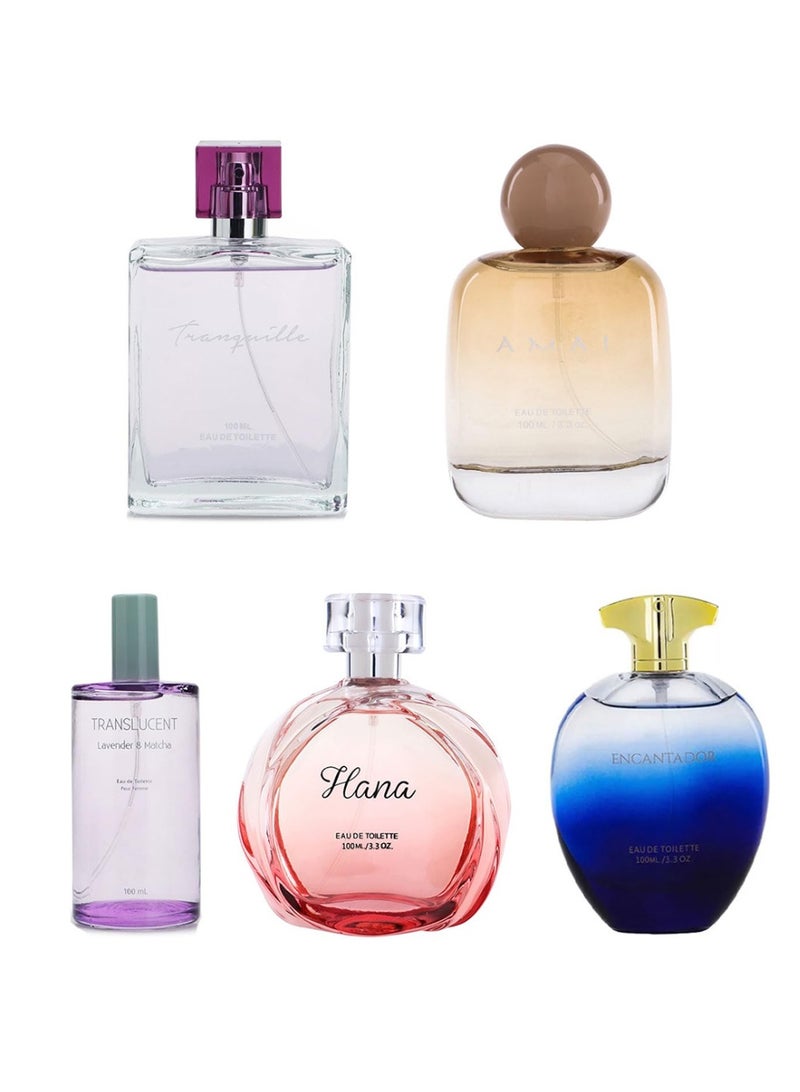 جاد مجموعة جاد النسائية (أماي، إنكانتادور، ترانسلوسنت، ترانكيل، وهانا) ماء تواليت ١٠٠ مل × ٥ قطع - Image 1