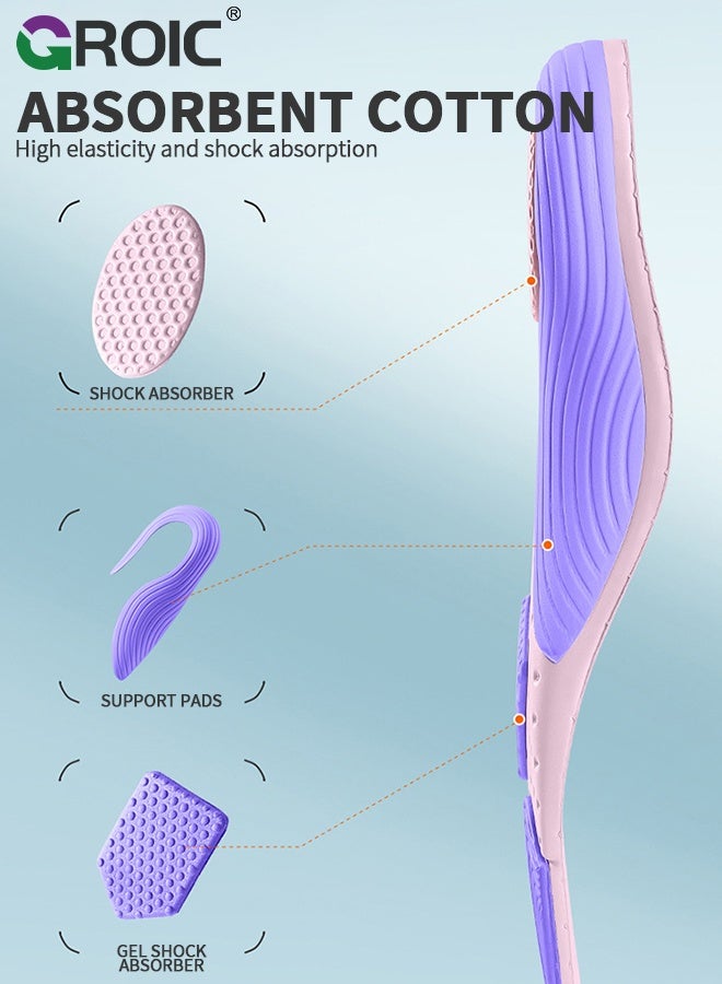 GROIC High Arch Support Insoles -  Flat Feet Correction Inserts, Breathable Shock-Absorbing Orthotic Insoles for Shoes & Sports - Pink Purple - Size 37-38 - Image 5