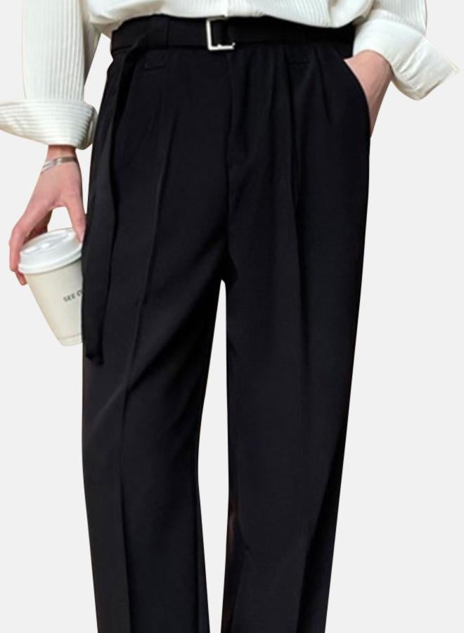 يونيكي Solid Wrinkle Free Pleated Trousers - Image 3