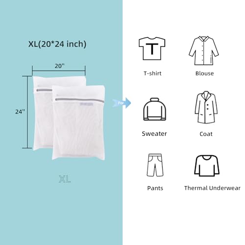 Gogooda Set of 2 Extra Large Mesh Laundry Bags Washing Bags for Blouse, Jacket,Pants, Sheets, 20×24inch - Image 4