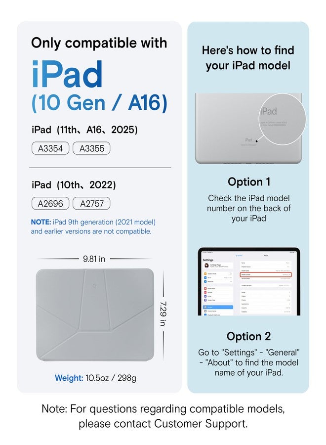 MOFT Dynamic Folio Case for iPad (A16) 11th Generation 11 Inch 2025/ iPad 10th Generation 10.9 Inch 2022 Case, Magnetic Stand Case with 20+ Viewing Angles, Cement x Sapphire - Image 2