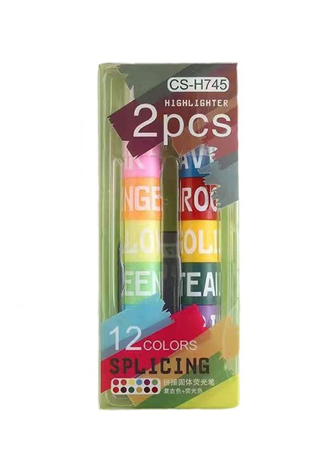 2pcs Practical High Grade Markers Multipurpose Highlighters for School and Office Strong Coverage Note Marking Pens for - Image 1