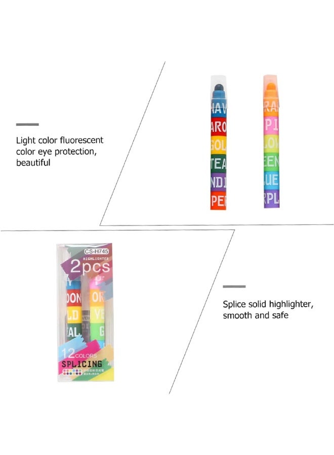 2pcs Practical High Grade Markers Multipurpose Highlighters for School and Office Strong Coverage Note Marking Pens for - Image 3