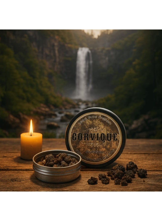 GORVIQUE Premium Indian Guggal Resin, 25g Pure Guggul Incense, Commiphora Mukul for Relaxation, Meditation, Cleansing, Authentic Ayurvedic Home Fragrance in Elegant Tin Box - Image 3
