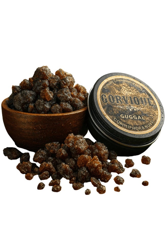 GORVIQUE Premium Indian Guggal Resin, 25g Pure Guggul Incense, Commiphora Mukul for Relaxation, Meditation, Cleansing, Authentic Ayurvedic Home Fragrance in Elegant Tin Box - Image 1