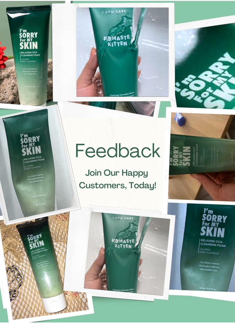 I'm SORRY For MY SKIN - I'm Sorry For My Skin Relaxing Cica Cleansing Foam – Gentle Cleansing Foam for Calm and Clear Skin with Centella Asiatica – Soothing and Hydrating Formula – 150ml - Image 1
