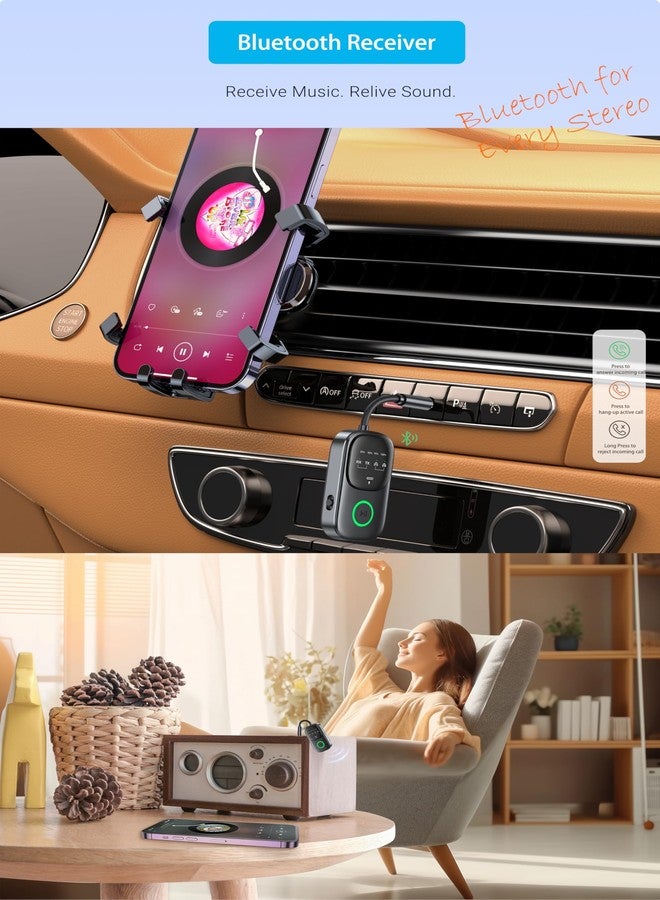 GMCELL Bluetooth Transmitter Receiver Aux Adapter: Connects 2 Headphones for Airplane TV Car Audio - Image 4