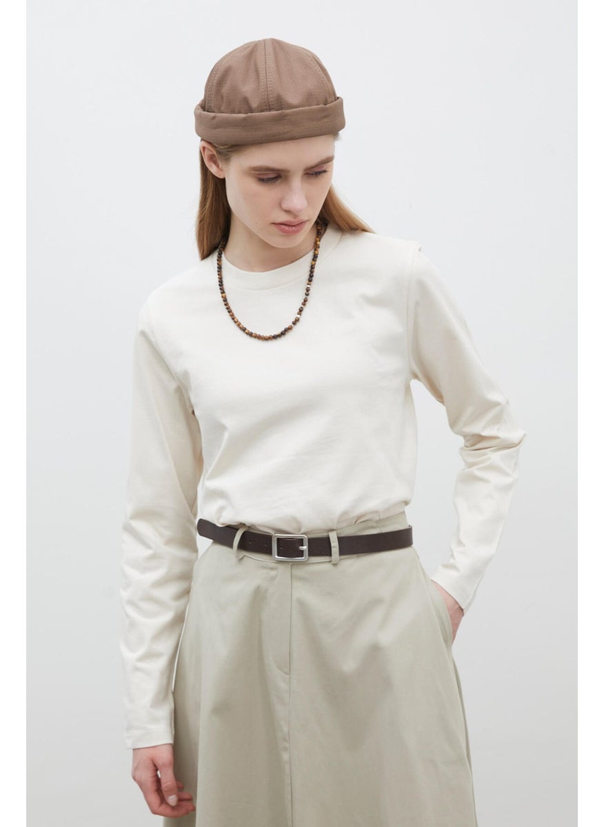 Manuka - Long Sleeve Fit Cotton T-shirt Vanilla - Image 1