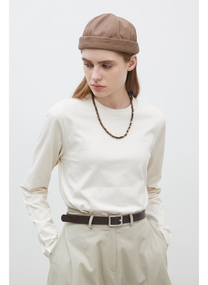 Manuka - Long Sleeve Fit Cotton T-shirt Vanilla - Image 1