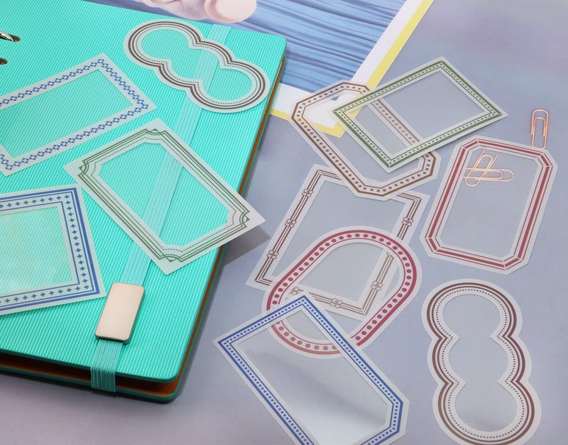 ONLYKXY 45pcs Decorative Sticker Set Waterproof Assorted Frame Scrapbooking Stickers Planner Stickers Tabs for Planners and Journals Hand Account Text DIY Decalsdecorative Handling Labels - Image 5