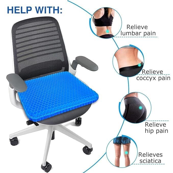FEXONXA Gel Memory Foam Seat Cushion Honeycomb Design Back Support and Sciatica Relief Office and Travel - Image 3