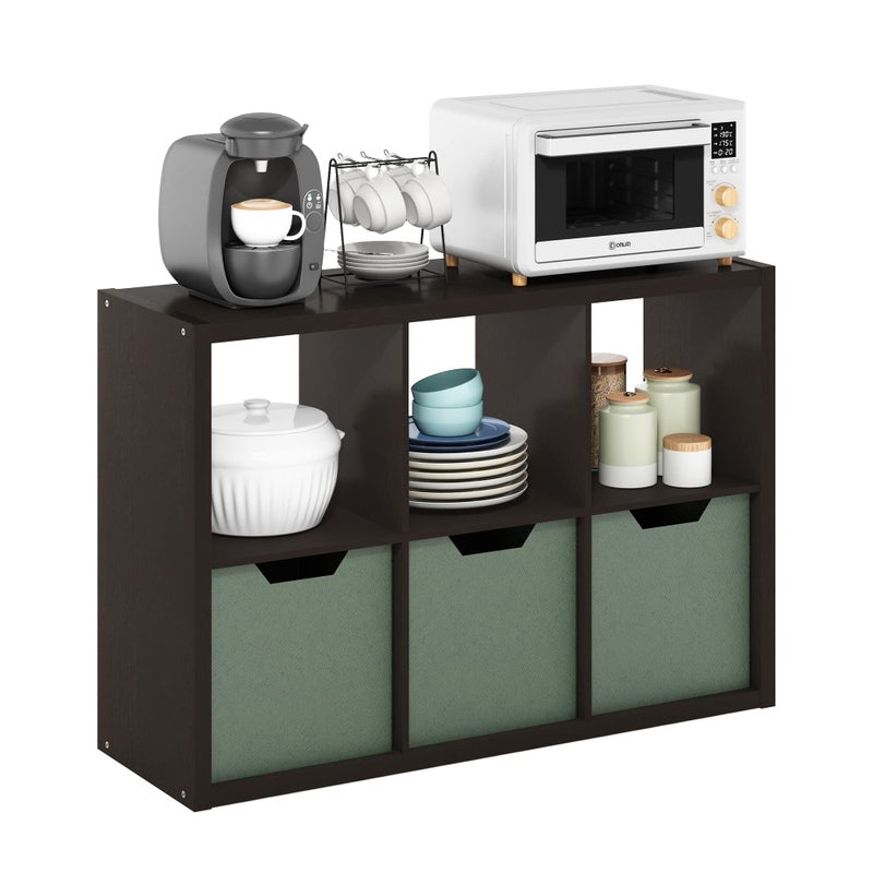 Furinno منظم تخزين مكعبات فوريينو ذو ظهر مفتوح 6 مكعبات بلون البلوط الداكن