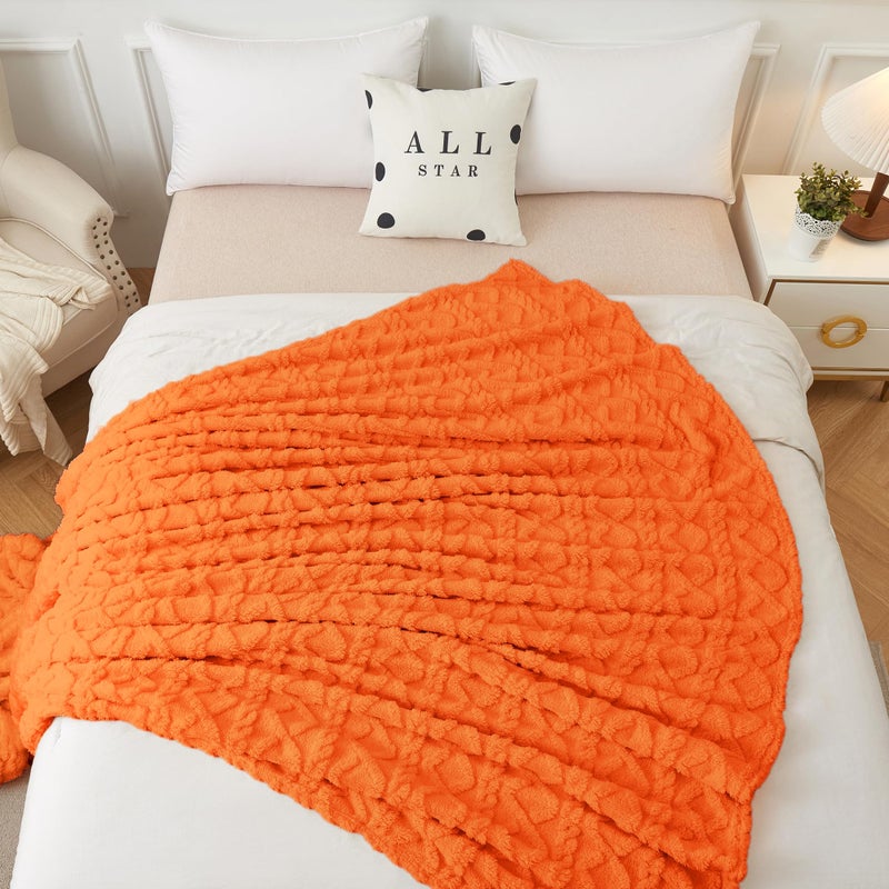 Aganear Fleece Blanket Queen Size - Plush Cozy Boho Fall Decor Throw Blanket for Couch  Sofa  Bed  Office  Warm Decorative Present for Birthday  Christmas(90""x90""  Burnt Orange) - Image 2