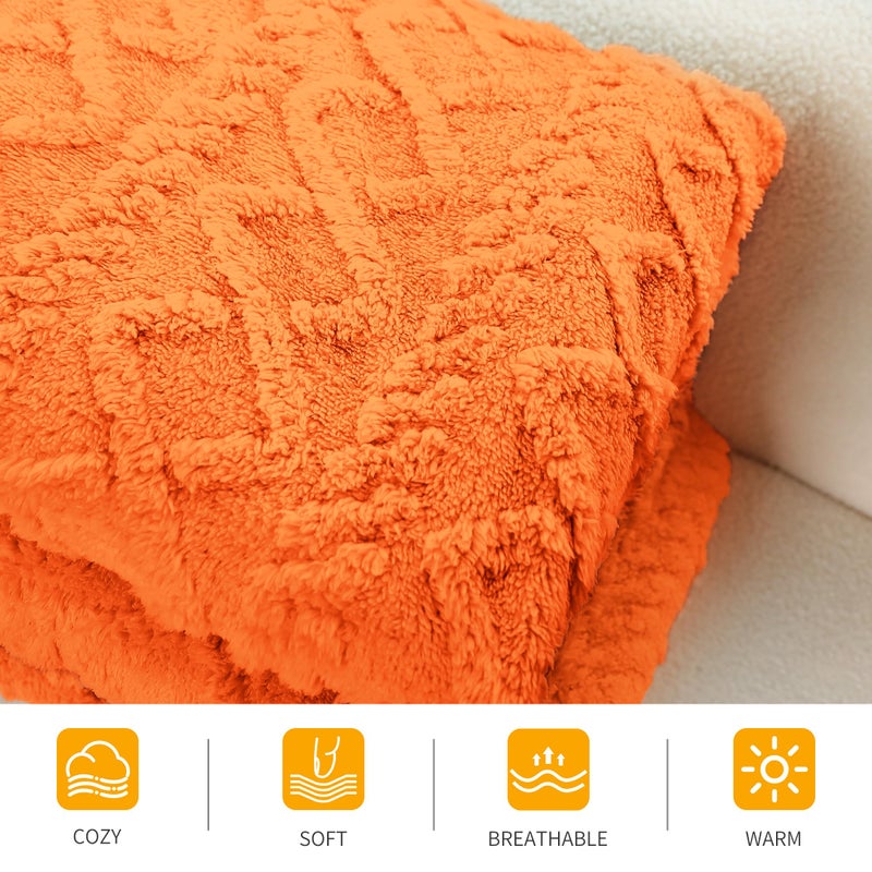 Aganear Fleece Blanket Queen Size - Plush Cozy Boho Fall Decor Throw Blanket for Couch  Sofa  Bed  Office  Warm Decorative Present for Birthday  Christmas(90""x90""  Burnt Orange) - Image 5