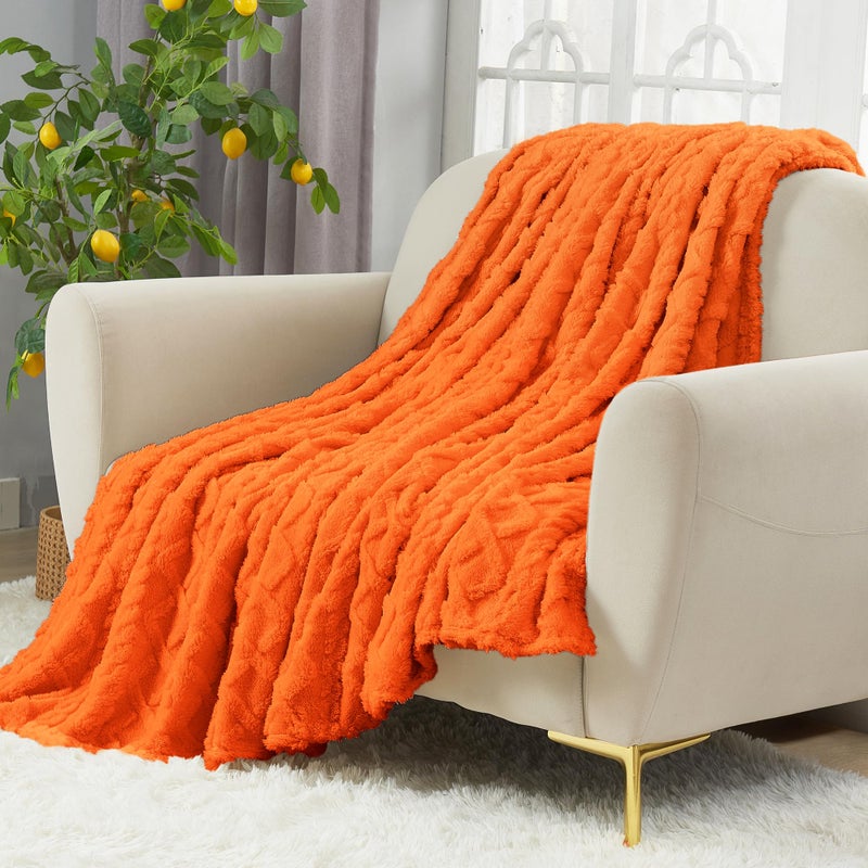 Aganear Fleece Blanket Queen Size - Plush Cozy Boho Fall Decor Throw Blanket for Couch  Sofa  Bed  Office  Warm Decorative Present for Birthday  Christmas(90""x90""  Burnt Orange) - Image 3
