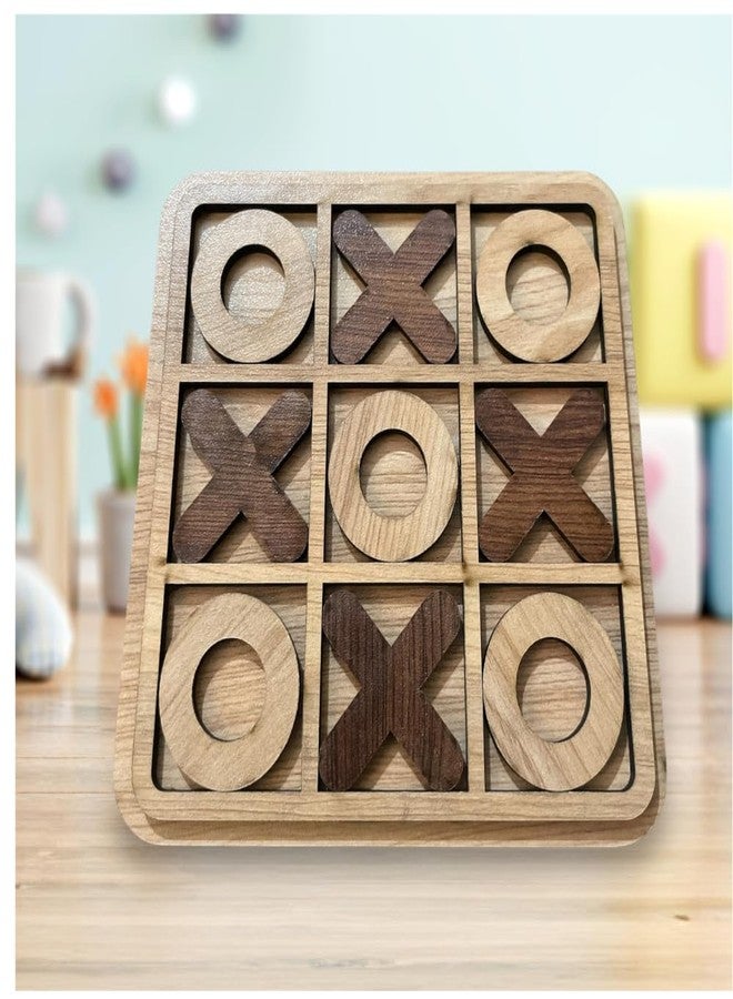 Exello Wooden Tic Tac Toe Game | Board Games for Adults and Kids | Brain Games Toys for Kids 5+ Years | Return Gifts for Kids Age 8-12 | Games for Kids - Image 1