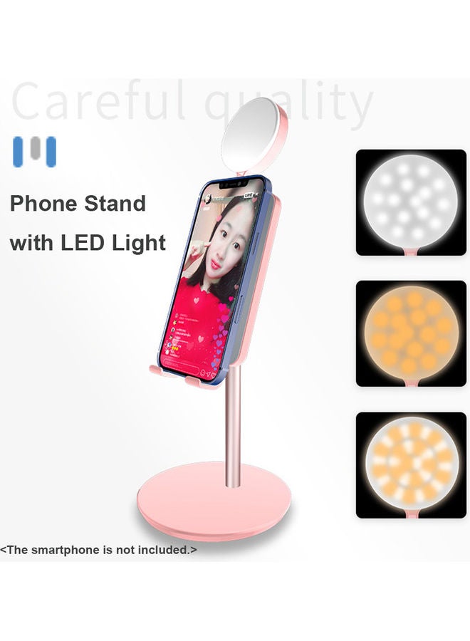 Loquat Desktop Smartphone Stand With LED Beauty Light Pink - Image 5