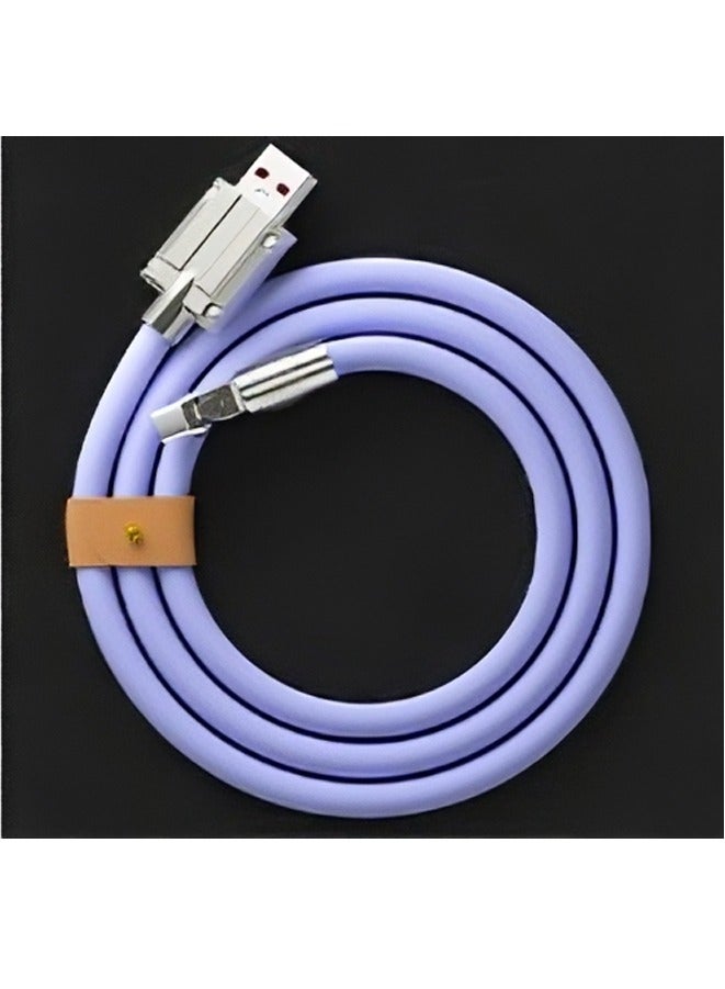 AROAQ Zinc Alloy Rotating Charging Cable, 2m USB To C Super Fast Charging Zinc Alloy PVC USB Cable, Durable Flexible Rotary Charge Cable, (2 Meters—type-c Bare Cable (Huawei, Letv Head) Purple) - Image 1