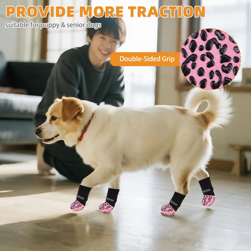 KOOLTAIL Anti Slip Dog Socks to Prevent Licking Paws,Dog Shoes for Hot Pavement, Reflective Traction Control Booties, Dogs Boots & Paw Protector for Hardwood Floors Small Medium Large Senior Dogs - Image 5