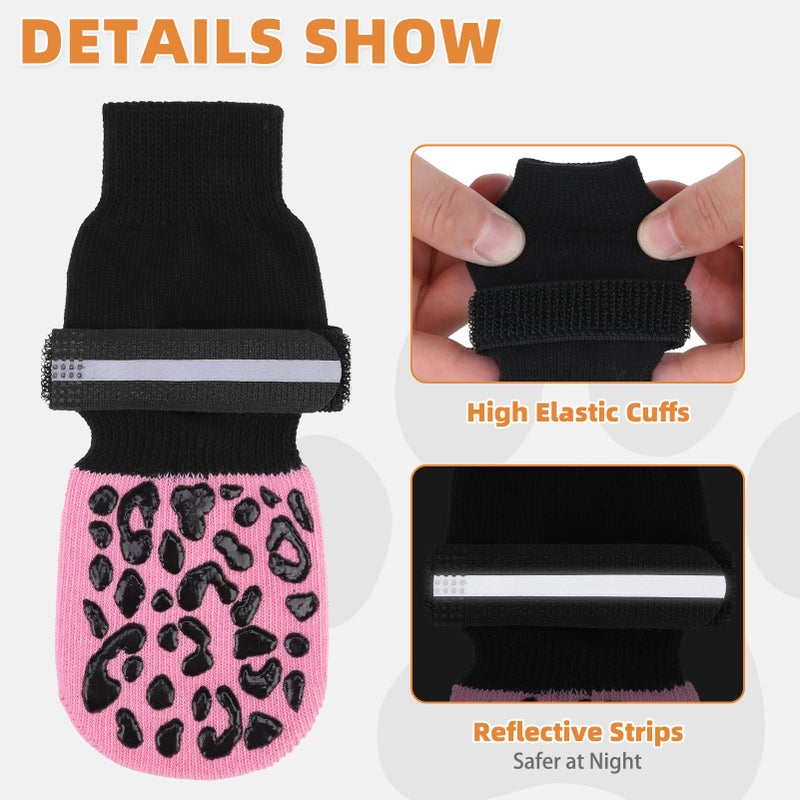 KOOLTAIL Anti Slip Dog Socks to Prevent Licking Paws,Dog Shoes for Hot Pavement, Reflective Traction Control Booties, Dogs Boots & Paw Protector for Hardwood Floors Small Medium Large Senior Dogs - Image 3