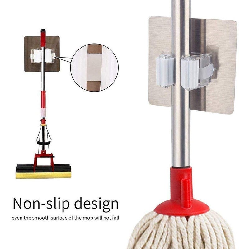 Aryavarte Aryavarte Mop and Broom Holder Wall Mounted Magic Sticker Series Self Adhesive Multifunction for Home Kitchen 1Pc - Image 3