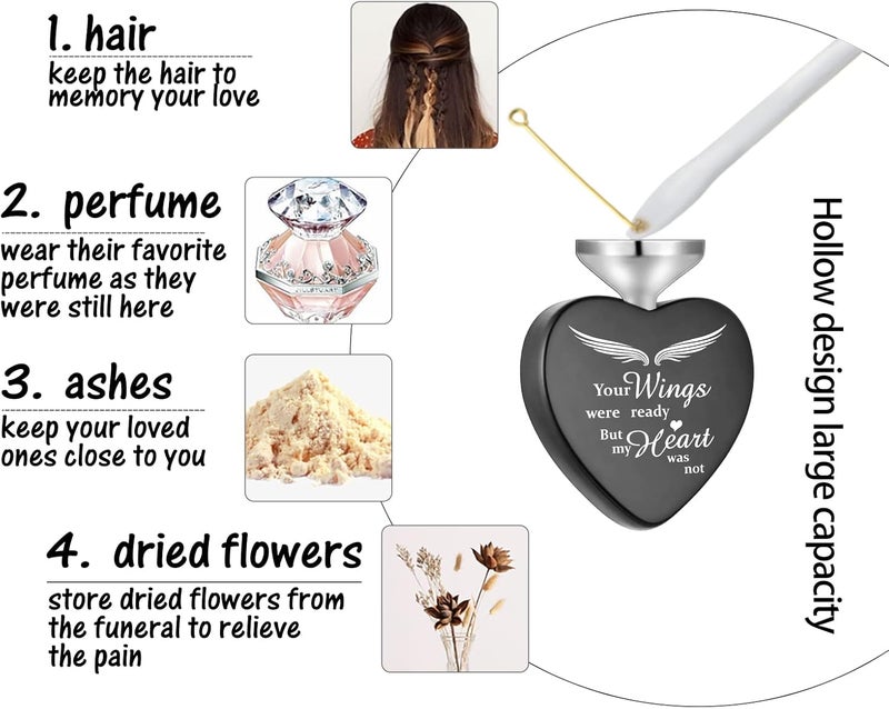Dletay Heart Urn Necklace for Ashes with 12 Birthstones Cremation Jewelry for Ashes -Your Wings Were Ready My Heart Was Not - Image 4